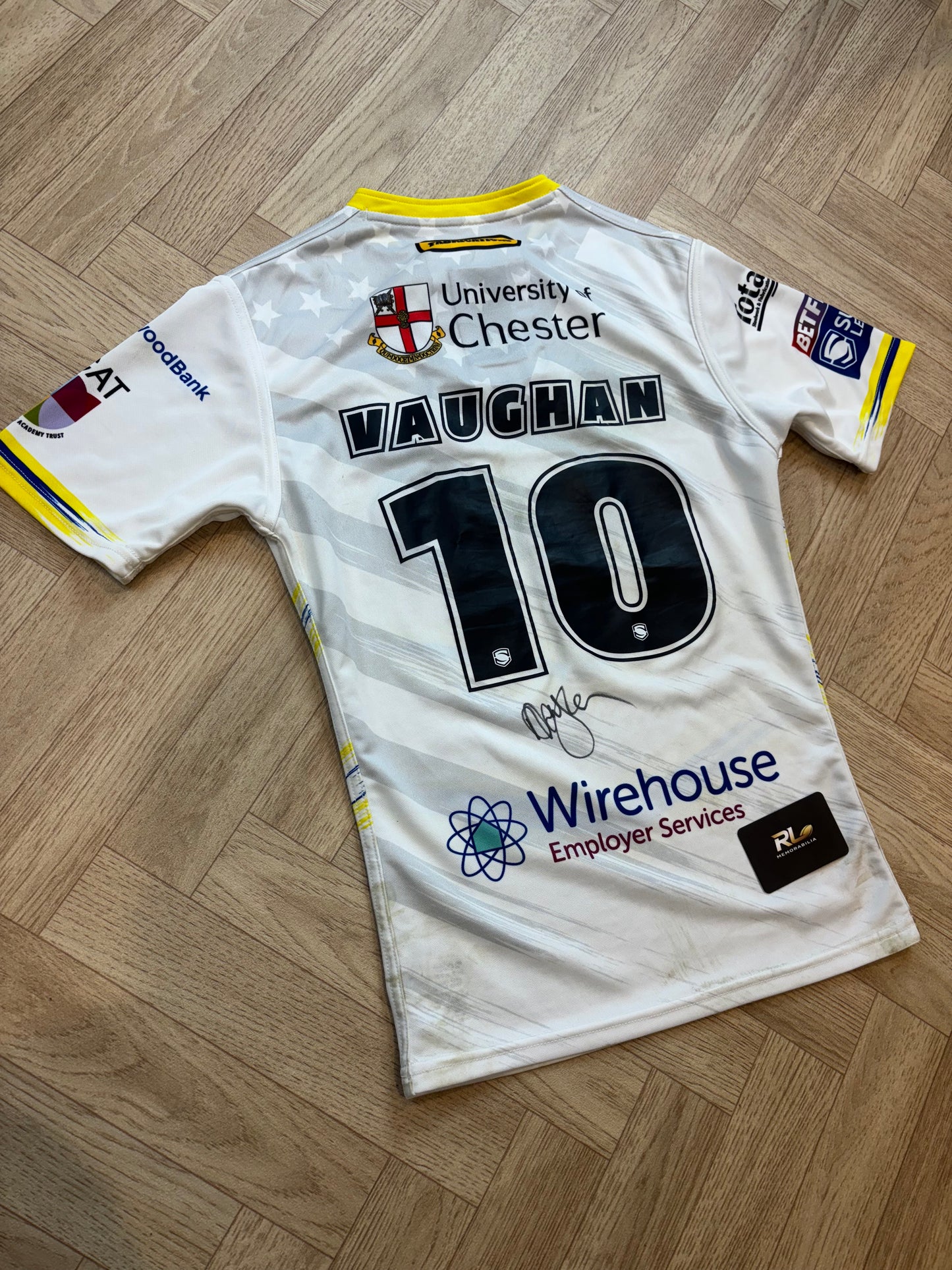 Warrington wolves 2025 Vegas match worn Jersey - Paul Vaughan