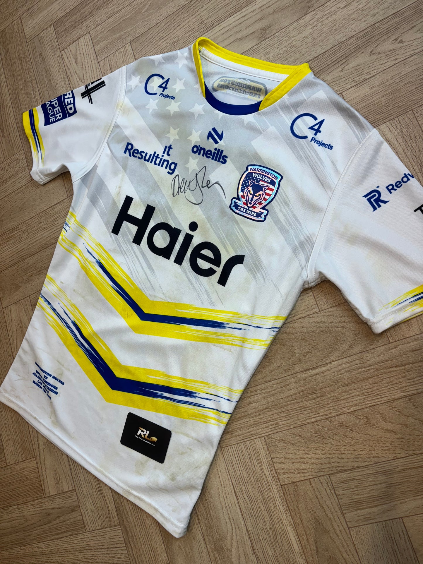 Warrington wolves 2025 Vegas match worn Jersey - Paul Vaughan