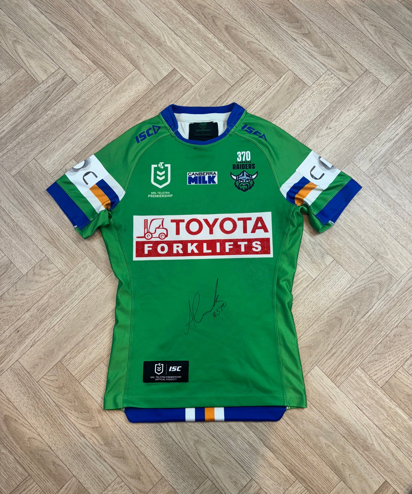 Canberra raiders 2024 Match Worn Home Jersey - Adam Cook